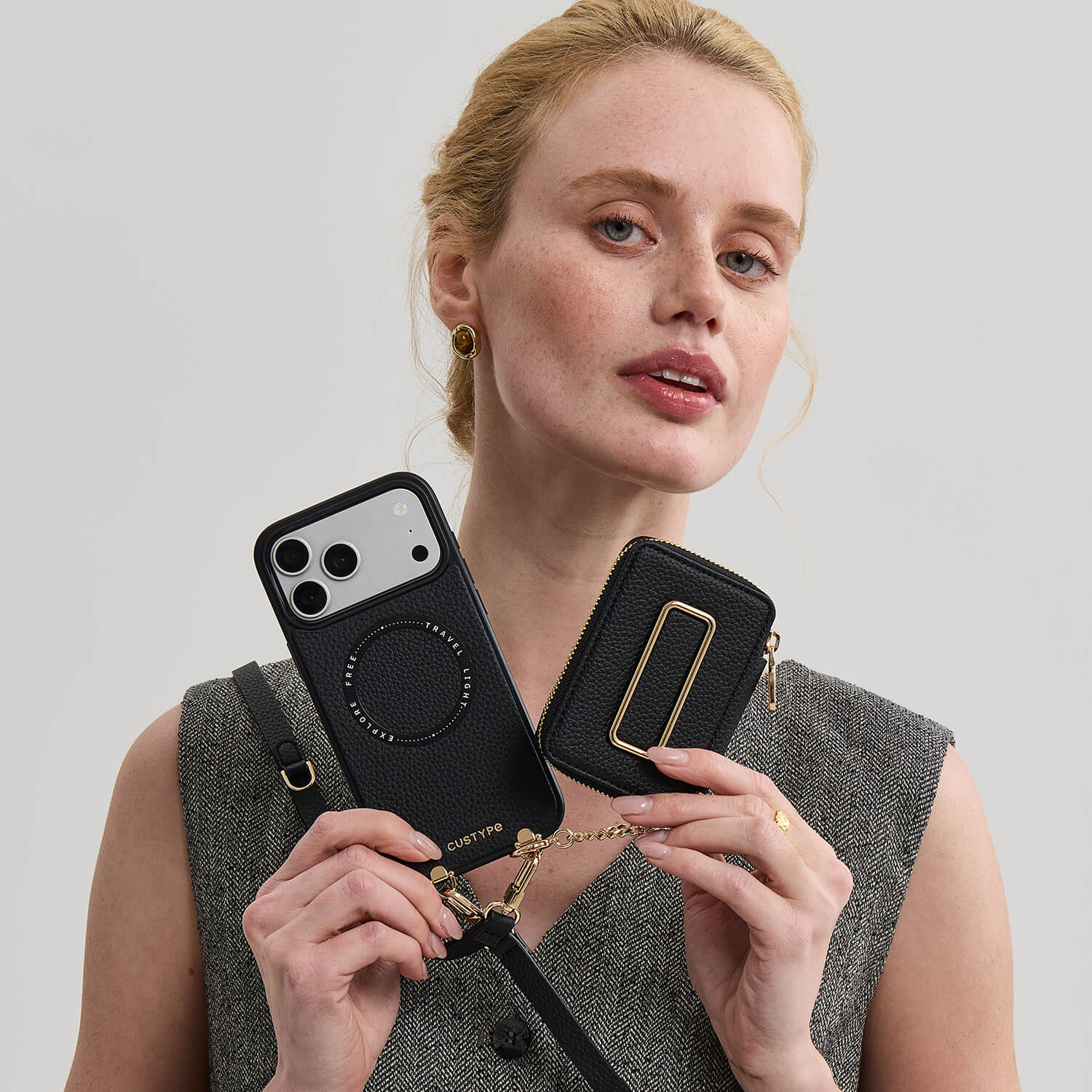 Original Design Set- Crossbody Square Stand Wallet Wireless Charging Phone Case Set-Mobile Phone Cases-Custype