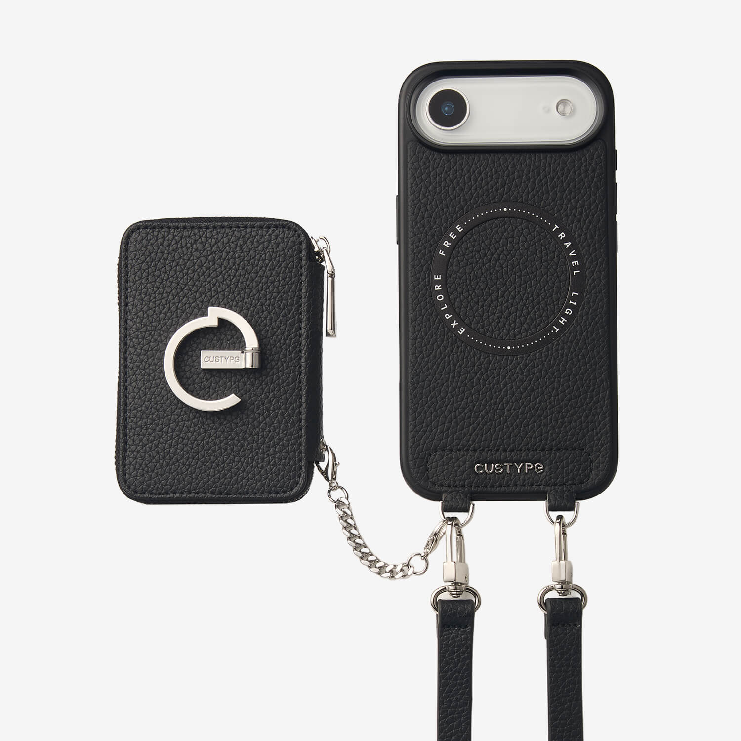 CUSTYPE ブラック iPhone17ケース シルバーエッジ iPhone with Case