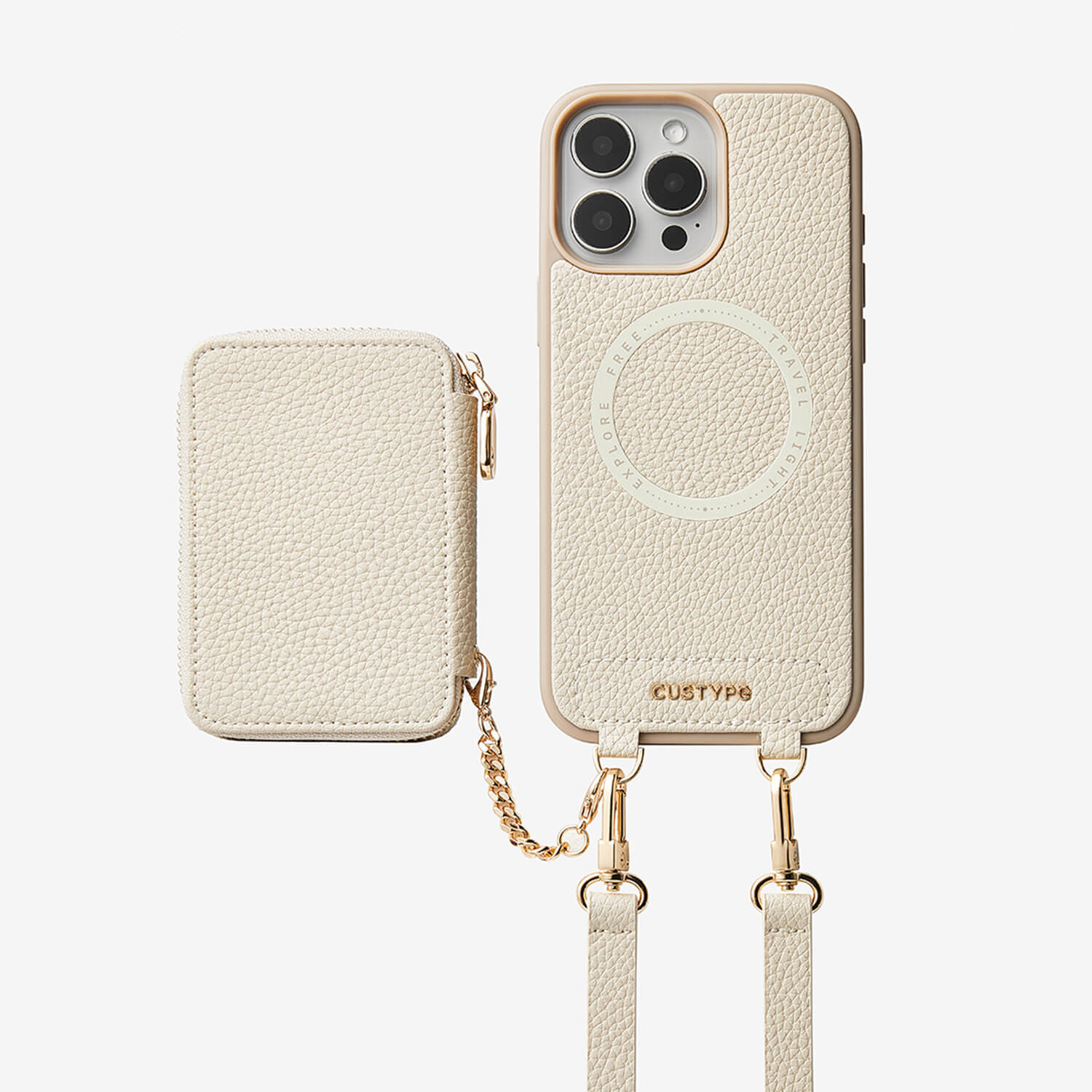 Beige iphone crossbody case
