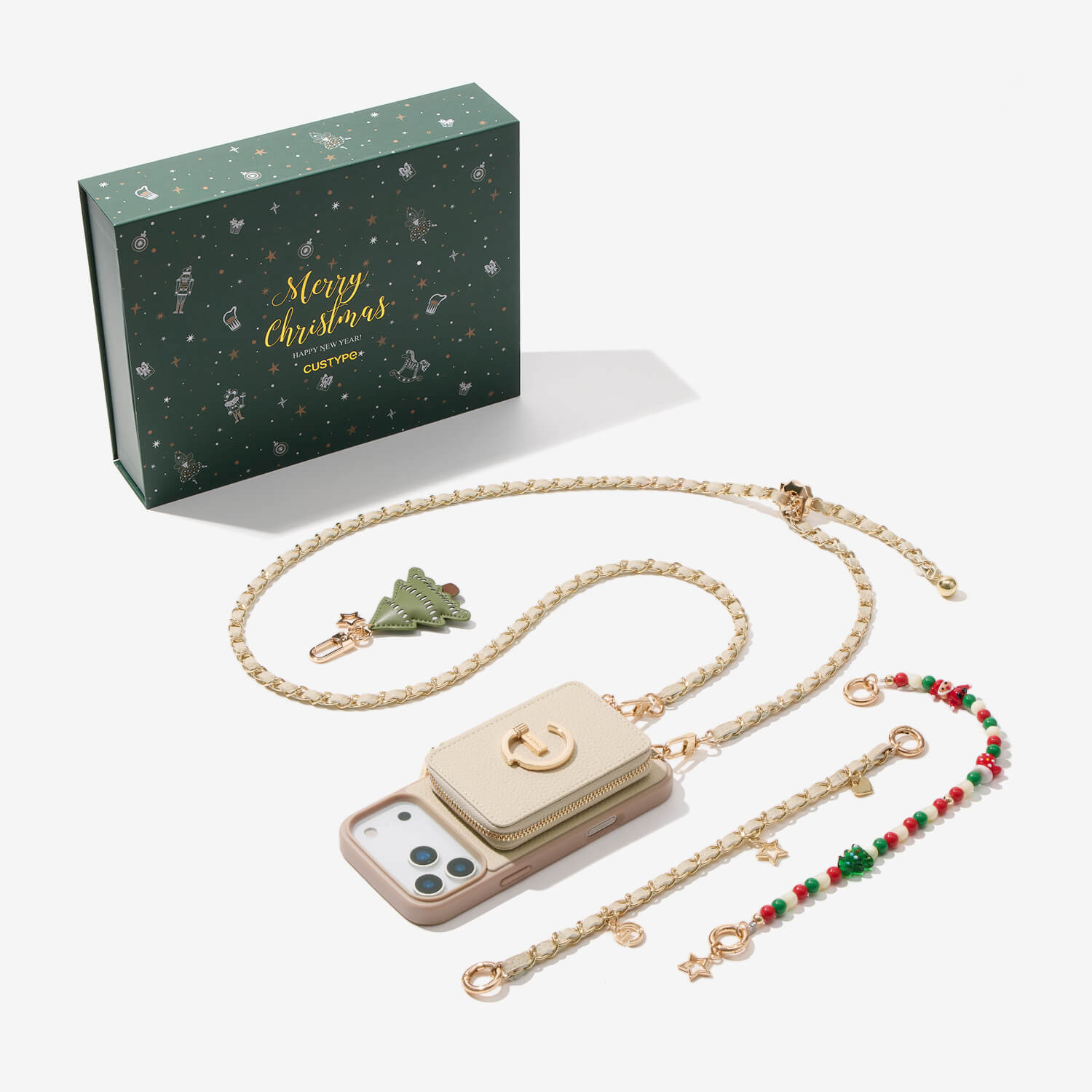 iphone case and card holder beige