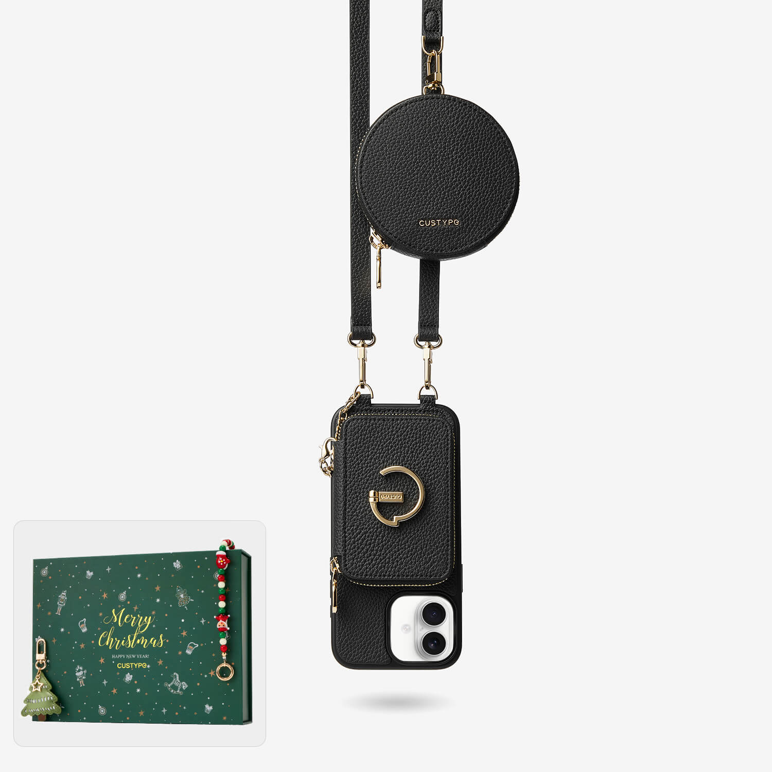 Black phone case with strap