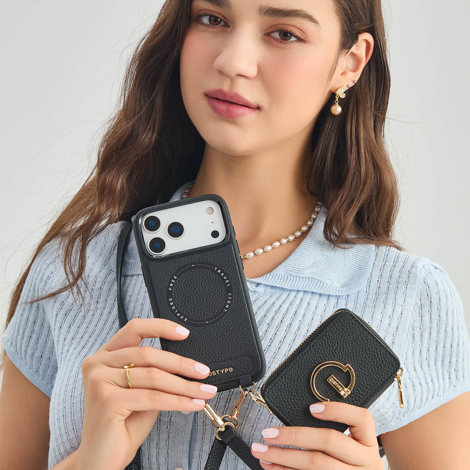 Original Design Set- Detachable Wireless Charging Crossbody Wallet Phone Case Round Pouch Set-Mobile Phone Cases