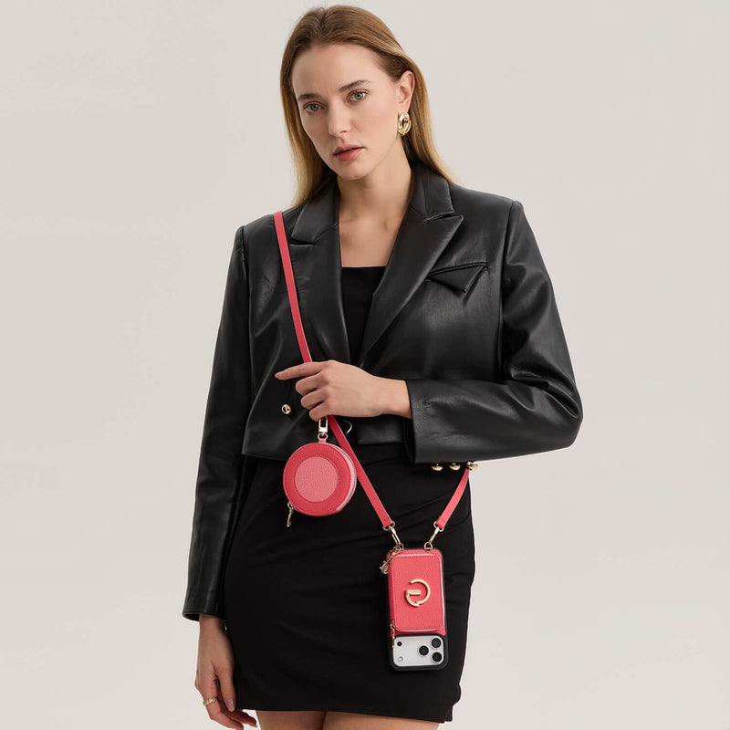 Crossbody Wallet Phone Case peach pink