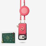 Crossbody phone case wallet peach pink
