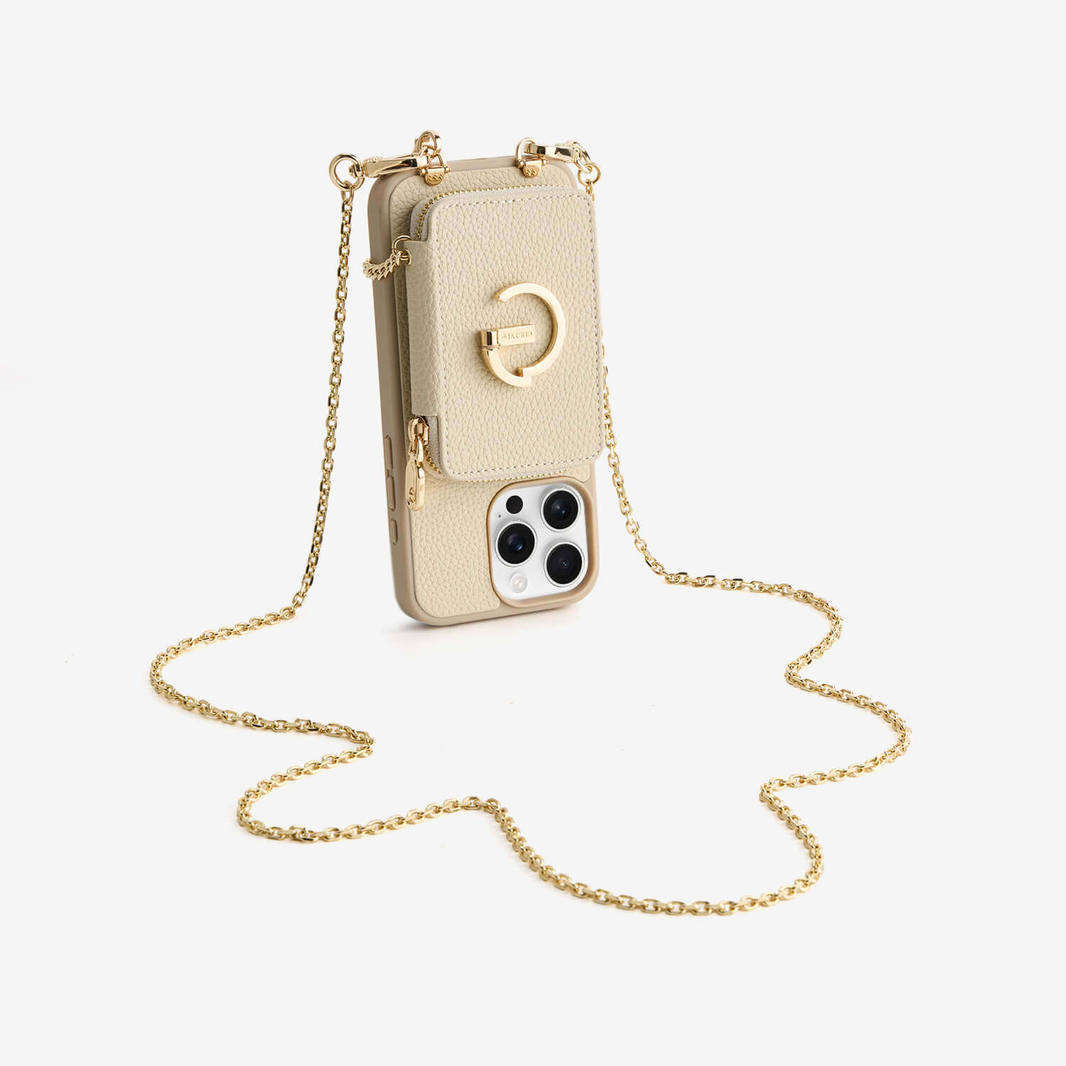 Delicate Metal Chain- iPhone Crossbody Case with Magnetic Card Holder