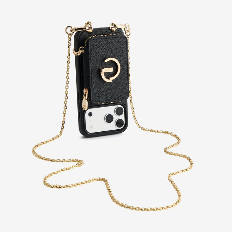 Delicate Metal Chain- iPhone Crossbody Case with Magnetic Card Holder