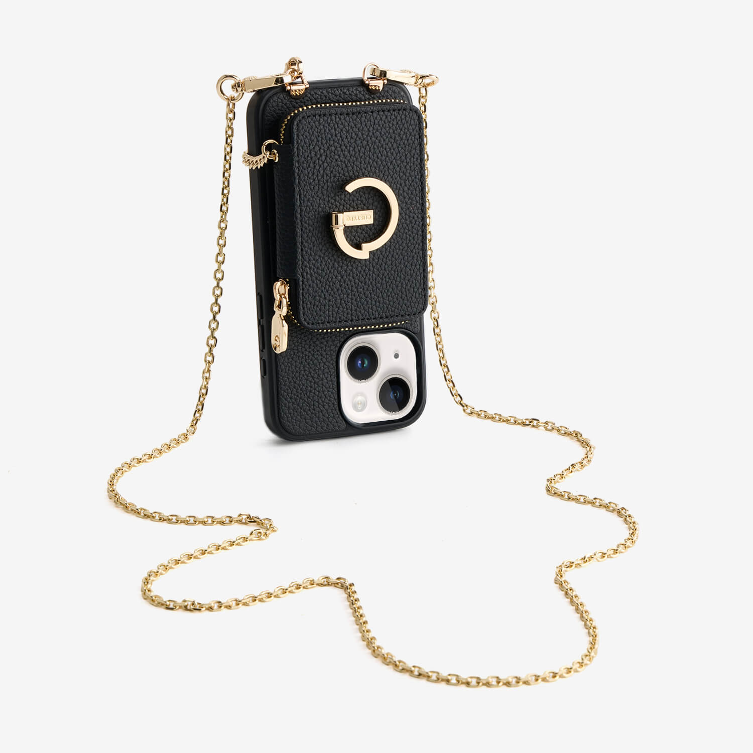 Delicate Metal Chain- iPhone Crossbody Case with Magnetic Card Holder