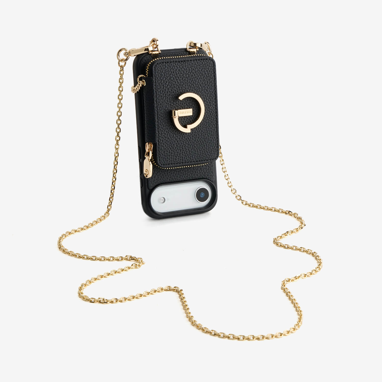 Delicate Metal Chain- iPhone Crossbody Case with Magnetic Card Holder