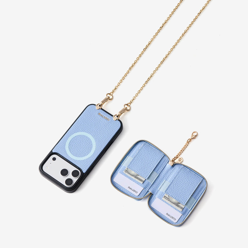 Delicate Metal Chain- iPhone Crossbody Case with Magnetic Card Holder