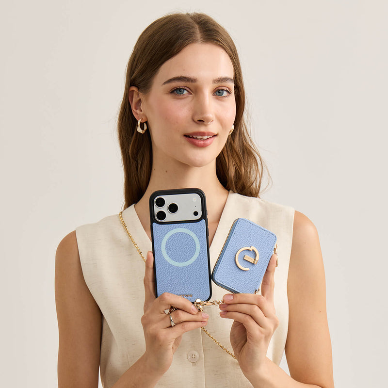Delicate Metal Chain- iPhone Crossbody Case with Magnetic Card Holder
