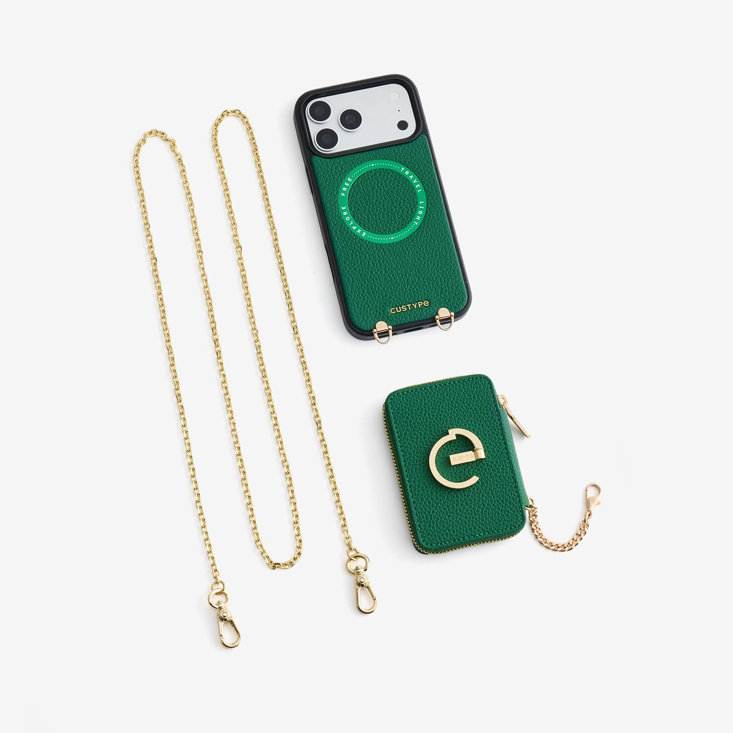 Delicate Metal Chain- iPhone Crossbody Case with Magnetic Card Holder