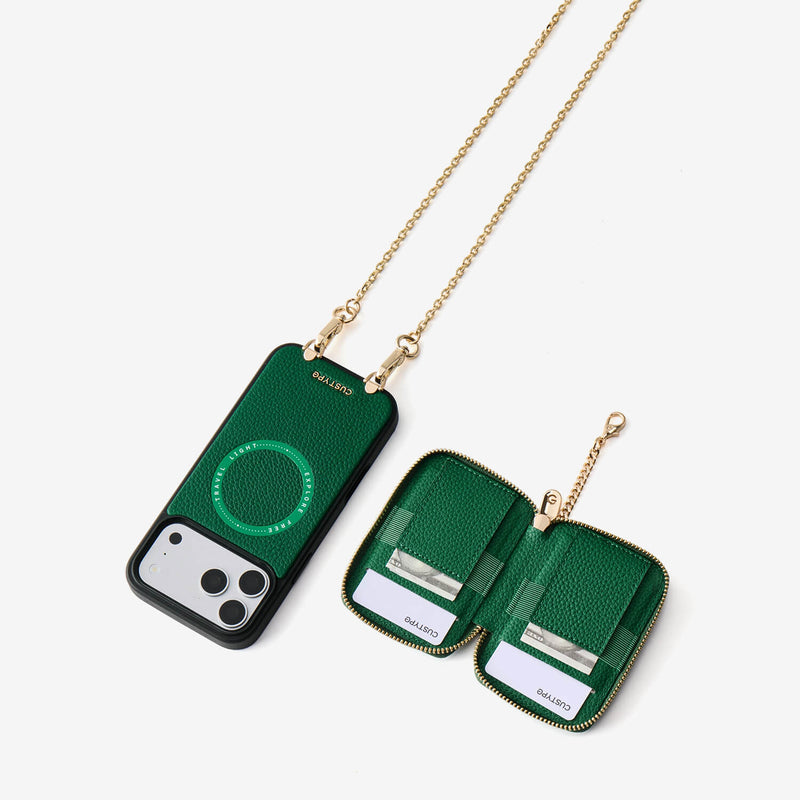 Delicate Metal Chain- iPhone Crossbody Case with Magnetic Card Holder