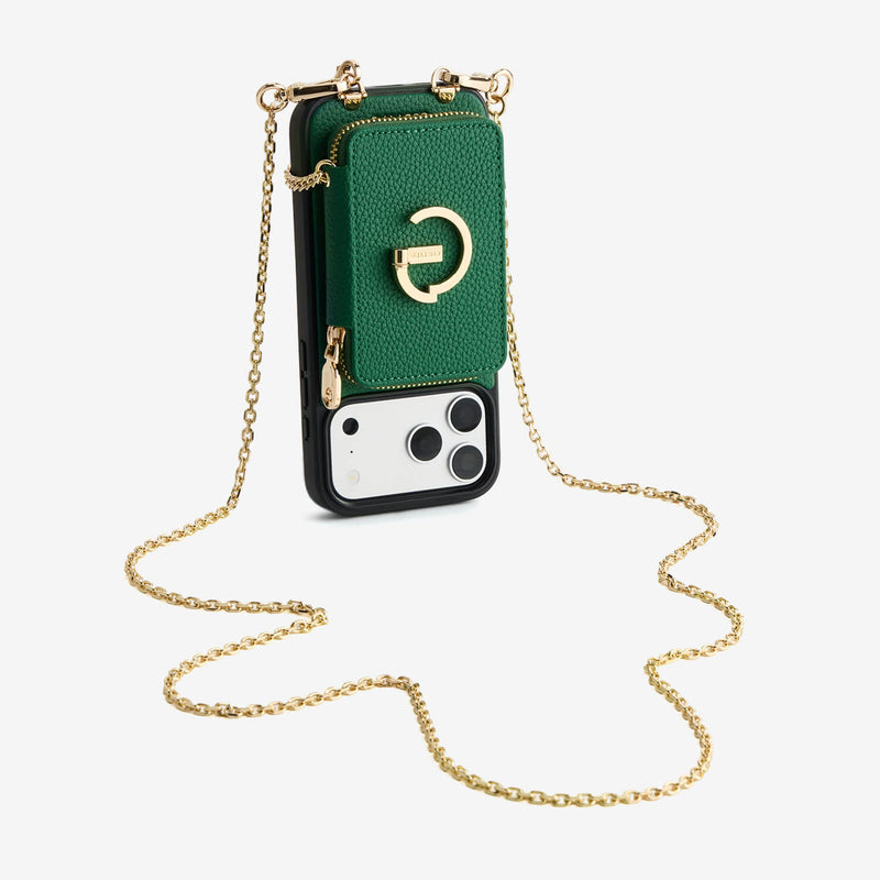 Delicate Metal Chain- iPhone Crossbody Case with Magnetic Card Holder