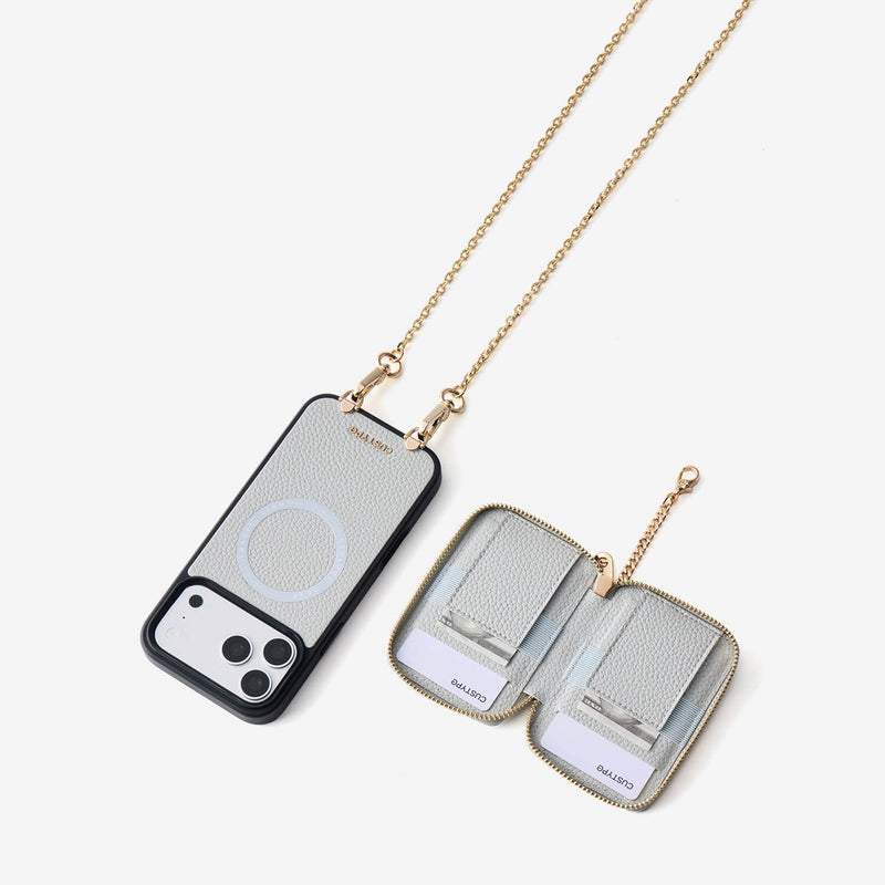 Delicate Metal Chain- iPhone Crossbody Case with Magnetic Card Holder