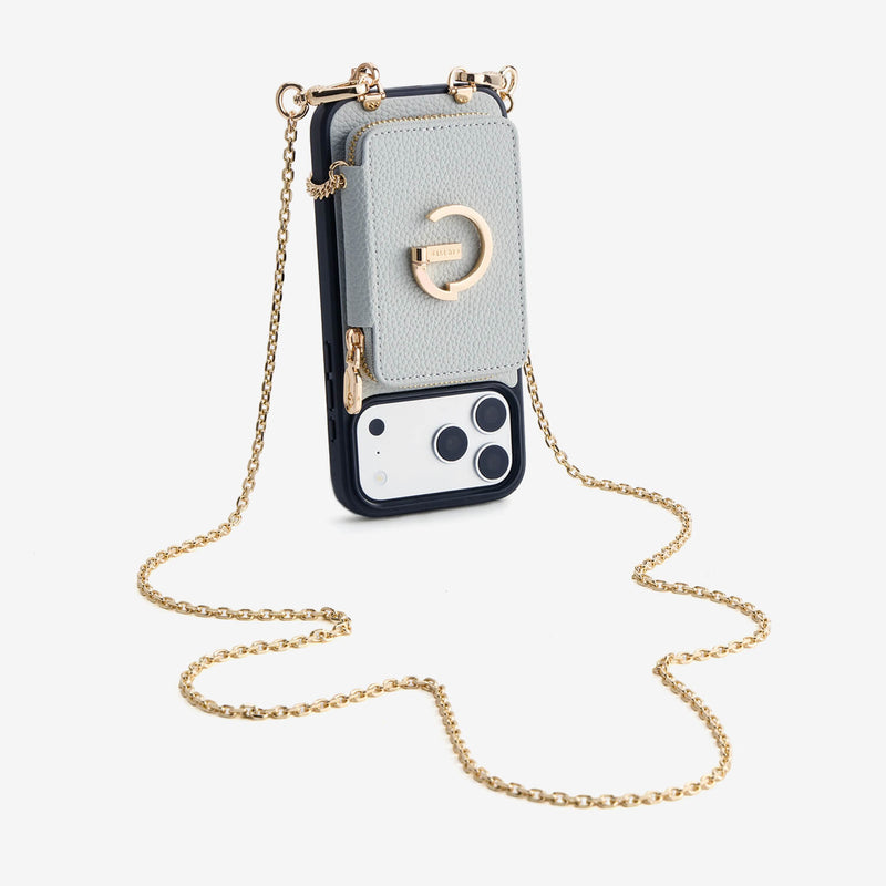 Delicate Metal Chain- iPhone Crossbody Case with Magnetic Card Holder
