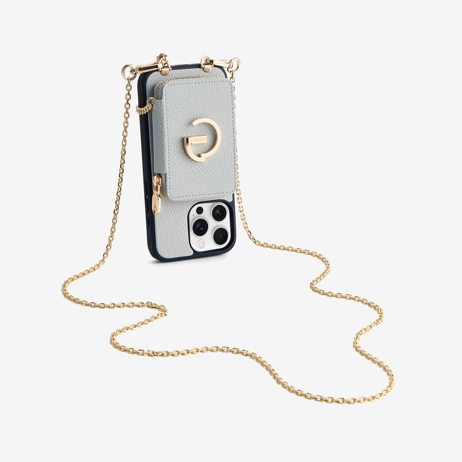 Delicate Metal Chain- iPhone Crossbody Case with Magnetic Card Holder