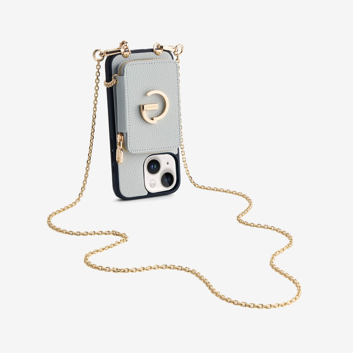 Delicate Metal Chain- iPhone Crossbody Case with Magnetic Card Holder