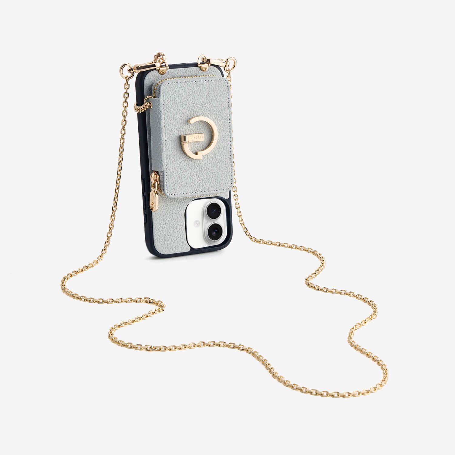 Delicate Metal Chain- iPhone Crossbody Case with Magnetic Card Holder