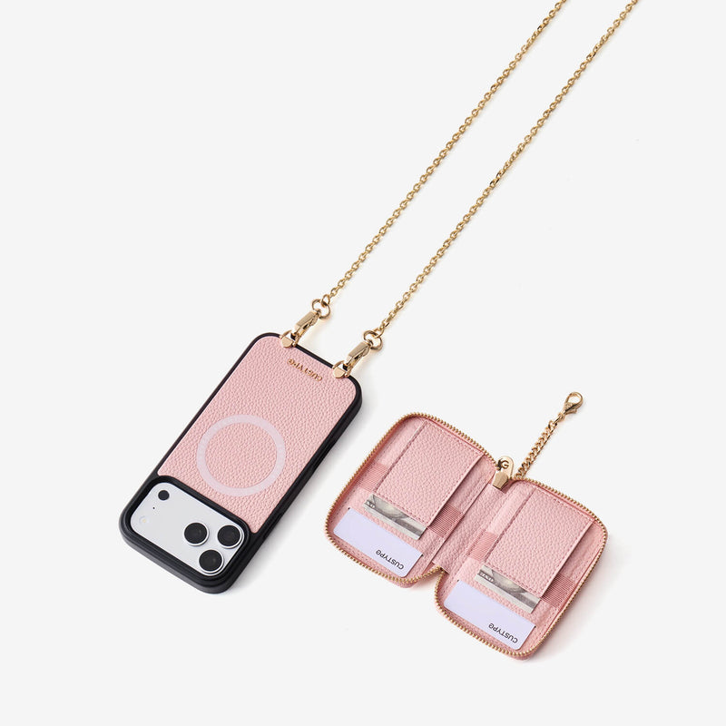 Delicate Metal Chain- iPhone Crossbody Case with Magnetic Card Holder