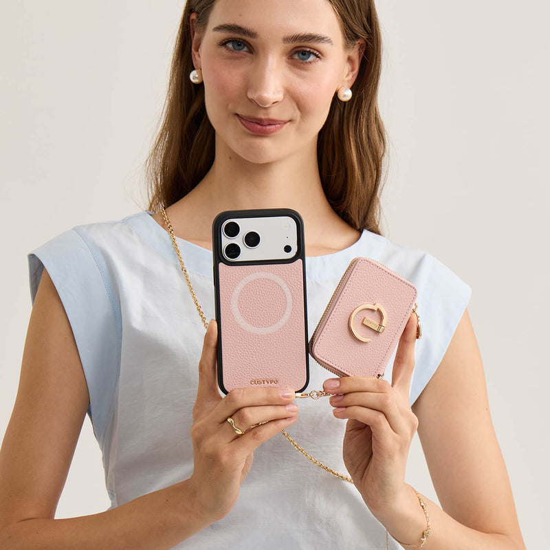 Delicate Metal Chain- iPhone Crossbody Case with Magnetic Card Holder