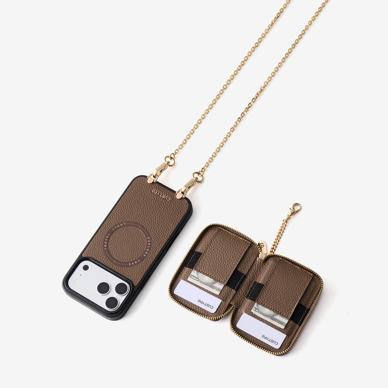Delicate Metal Chain- iPhone Crossbody Case with Magnetic Card Holder