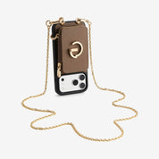 Delicate Metal Chain- iPhone Crossbody Case with Magnetic Card Holder