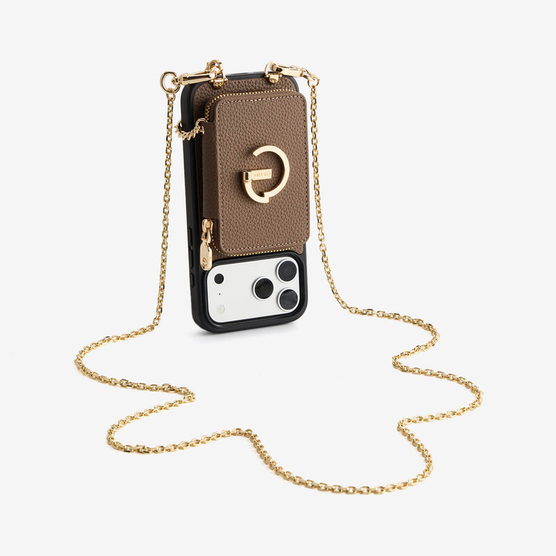Delicate Metal Chain- iPhone Crossbody Case with Magnetic Card Holder
