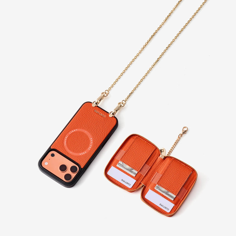Delicate Metal Chain- iPhone Crossbody Case with Magnetic Card Holder