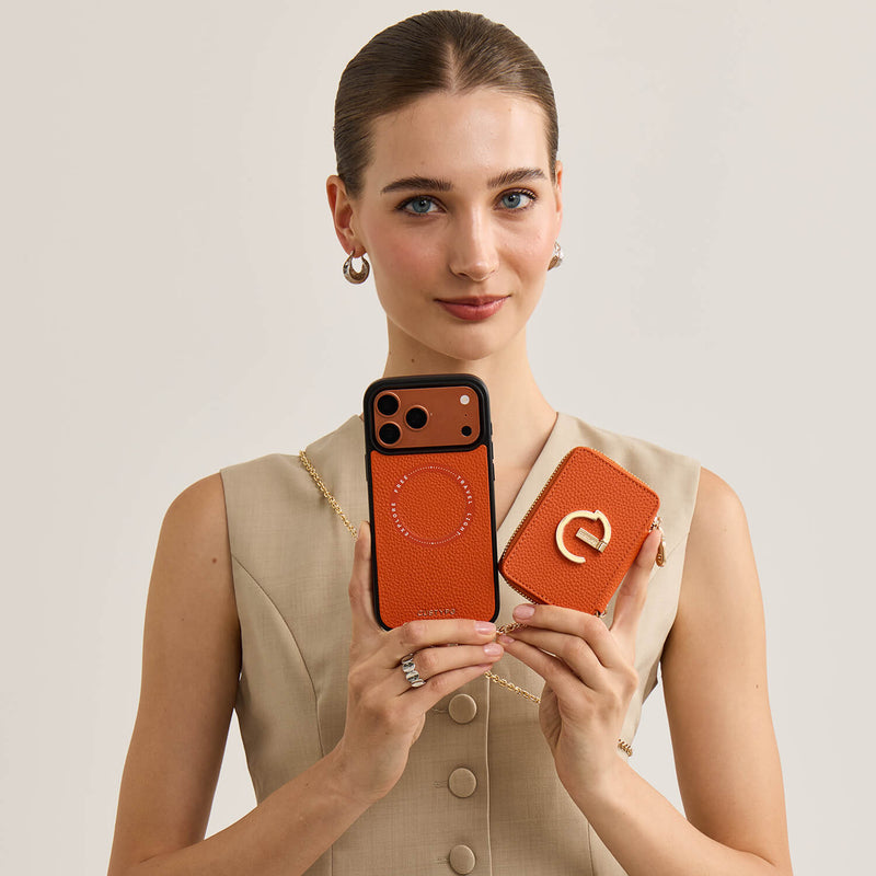 Delicate Metal Chain- iPhone Crossbody Case with Magnetic Card Holder
