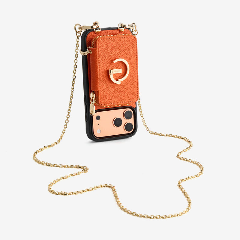 Delicate Metal Chain- iPhone Crossbody Case with Magnetic Card Holder
