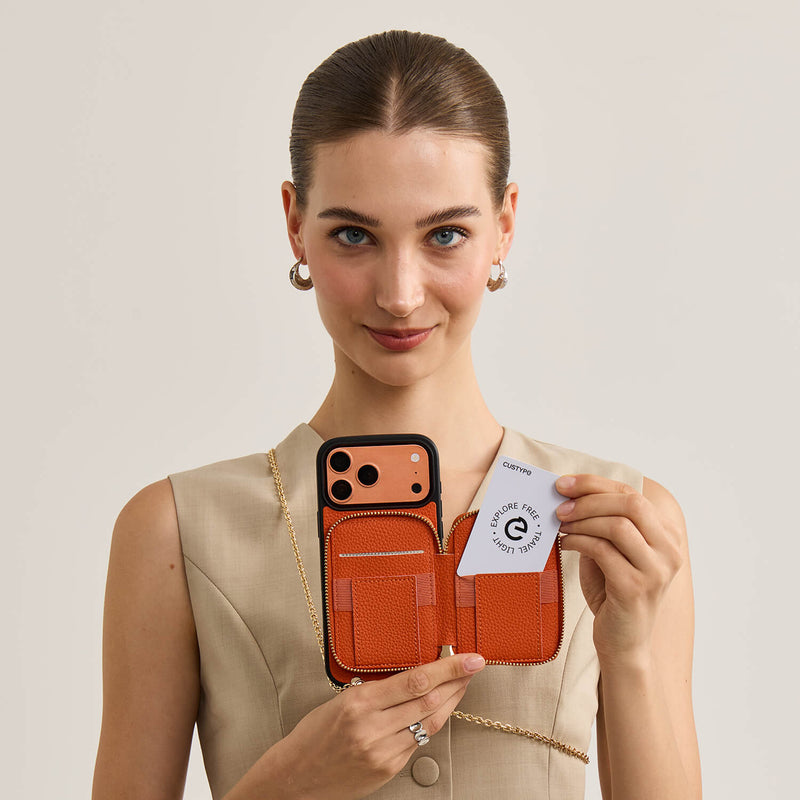 Delicate Metal Chain- iPhone Crossbody Case with Magnetic Card Holder