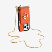 Delicate Metal Chain- iPhone Crossbody Case with Magnetic Card Holder