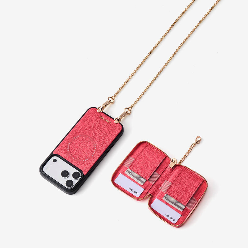 Delicate Metal Chain- iPhone Crossbody Case with Magnetic Card Holder