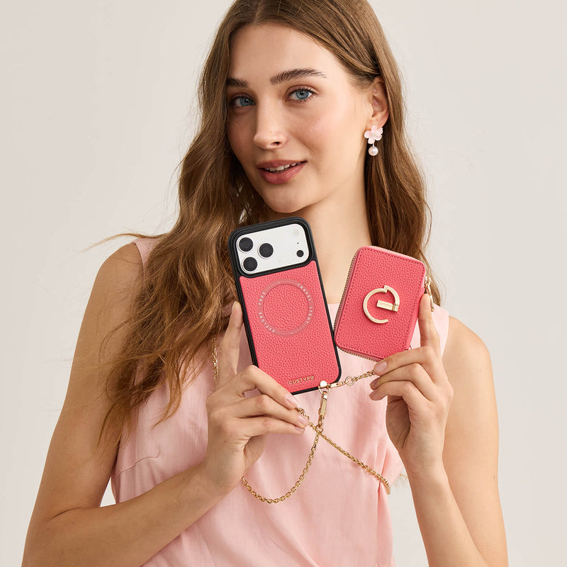 Delicate Metal Chain- iPhone Crossbody Case with Magnetic Card Holder