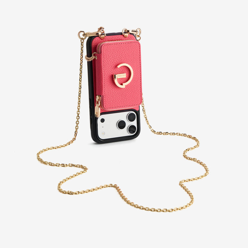 Delicate Metal Chain- iPhone Crossbody Case with Magnetic Card Holder