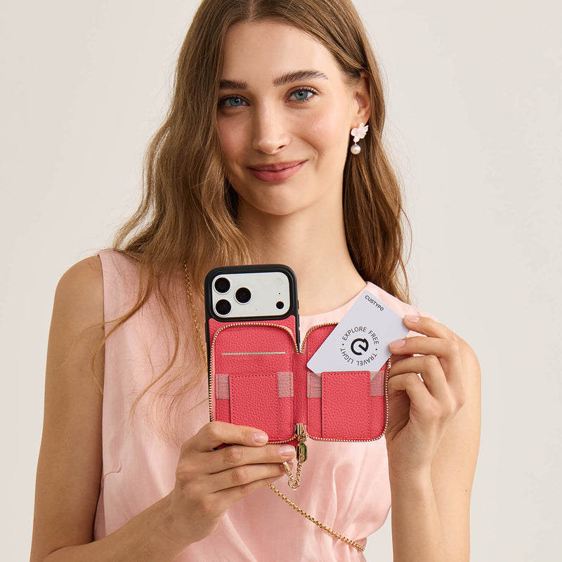 Delicate Metal Chain- iPhone Crossbody Case with Magnetic Card Holder