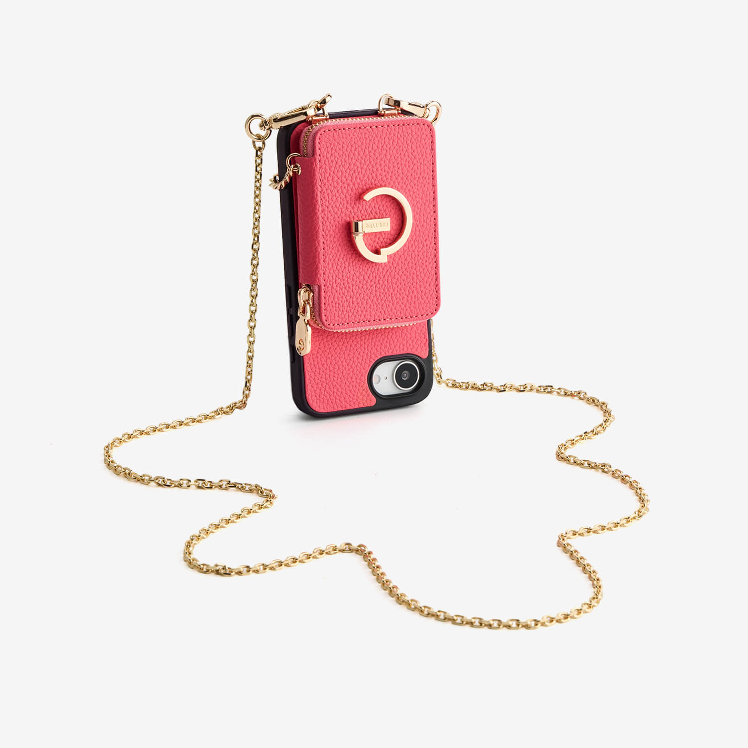 Delicate Metal Chain- iPhone Crossbody Case with Magnetic Card Holder