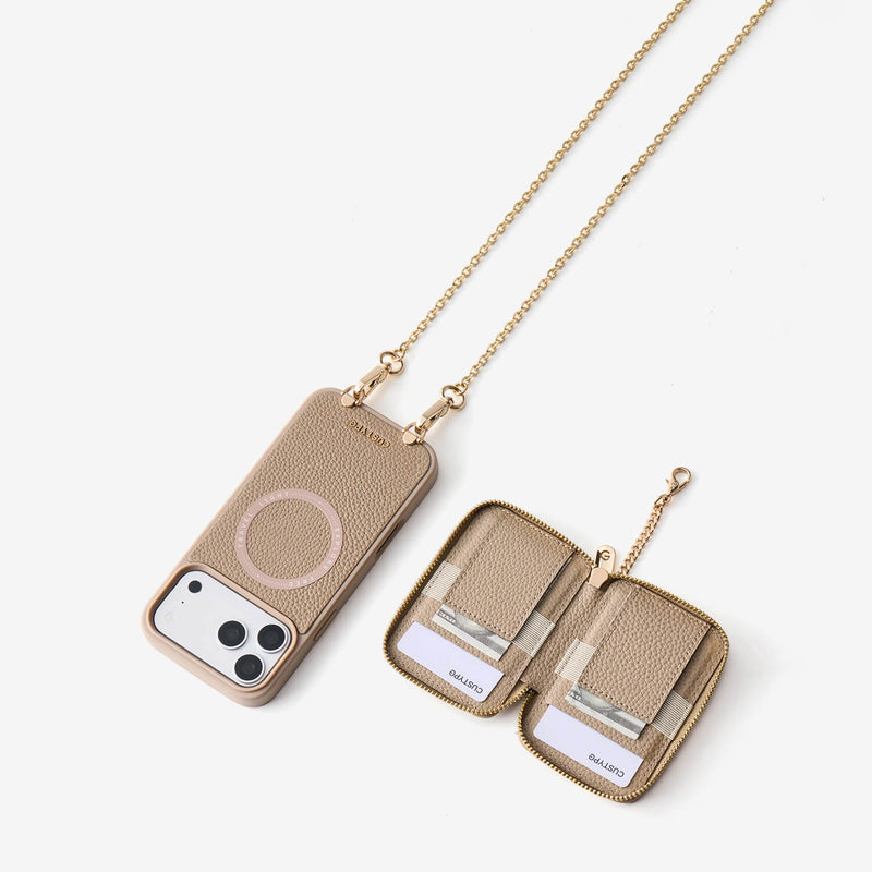 Delicate Metal Chain- iPhone Crossbody Case with Magnetic Card Holder