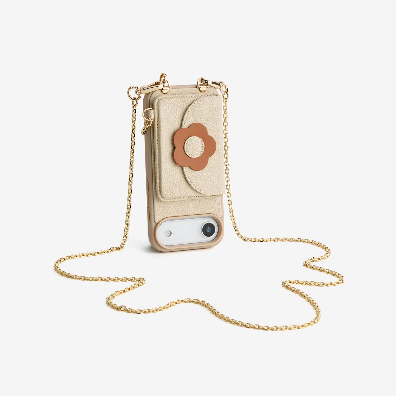 Delicate Metal Chain- Slim Wallet Phone Case with Crossbody Chain