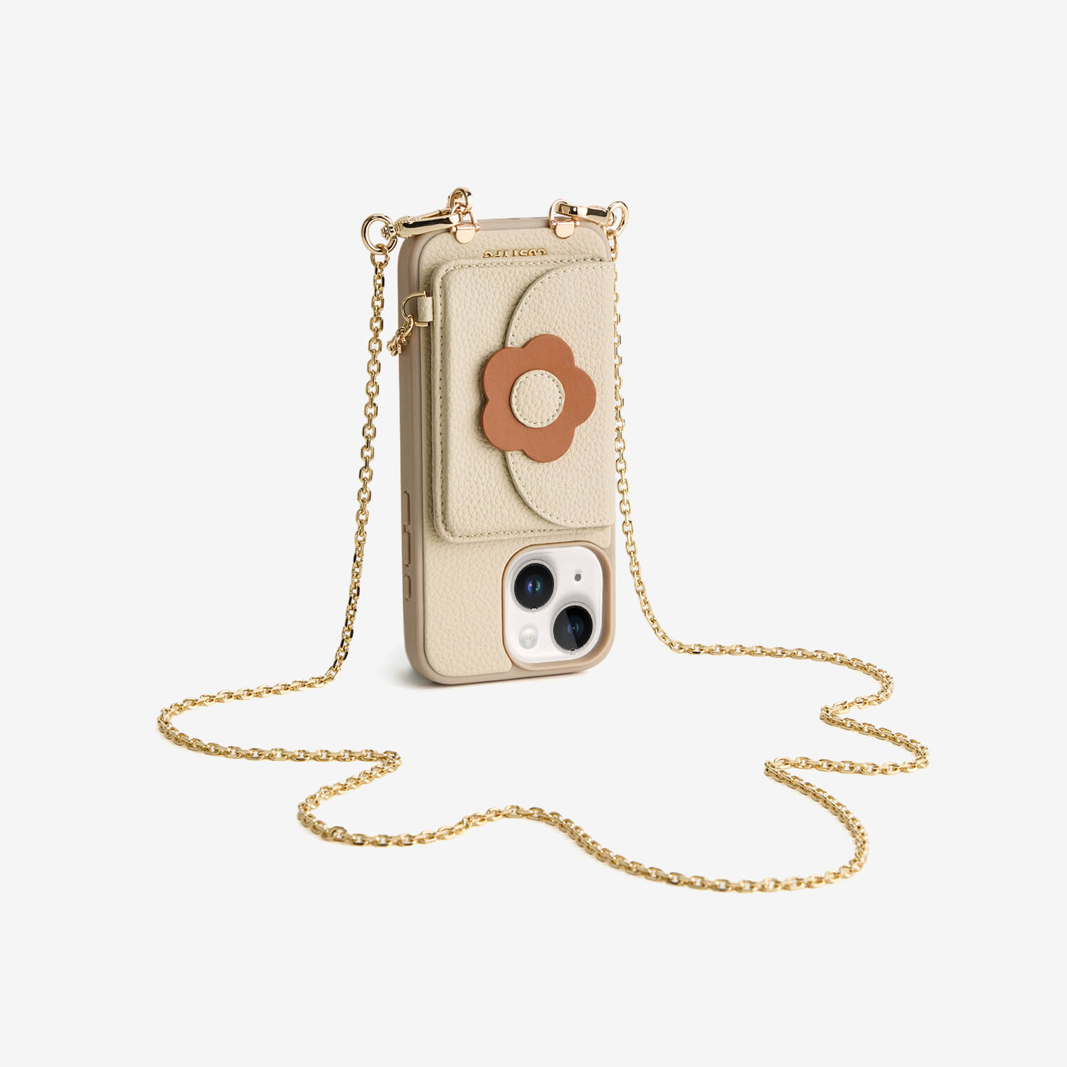 Delicate Metal Chain- Slim Wallet Phone Case with Crossbody Chain