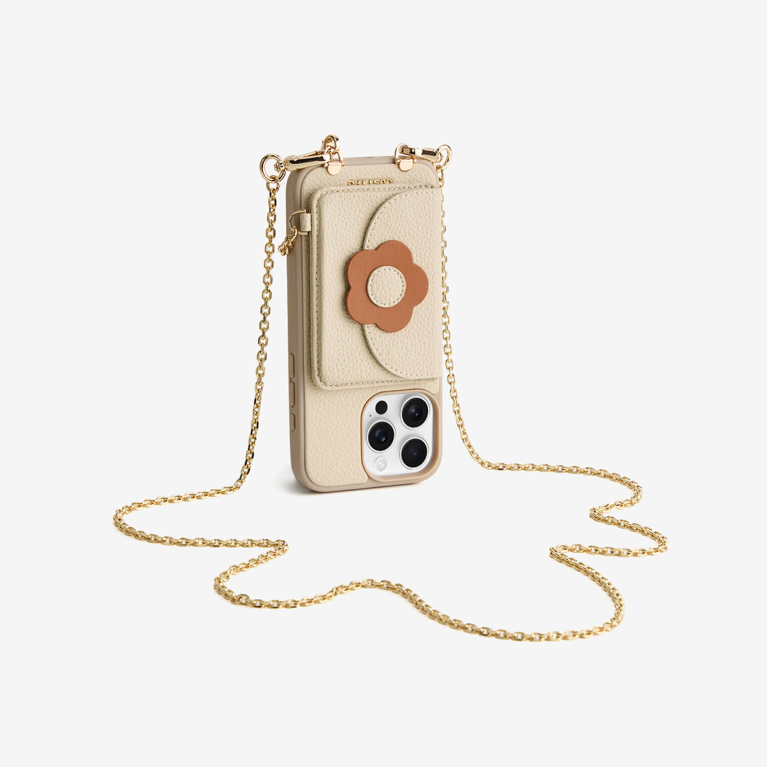 Delicate Metal Chain- Slim Wallet Phone Case with Crossbody Chain