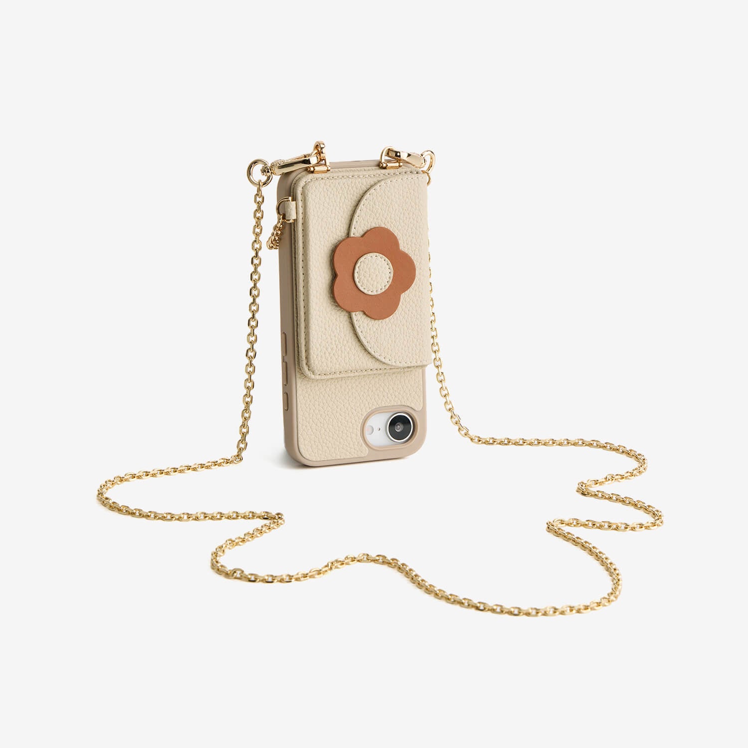 Delicate Metal Chain- Slim Wallet Phone Case with Crossbody Chain