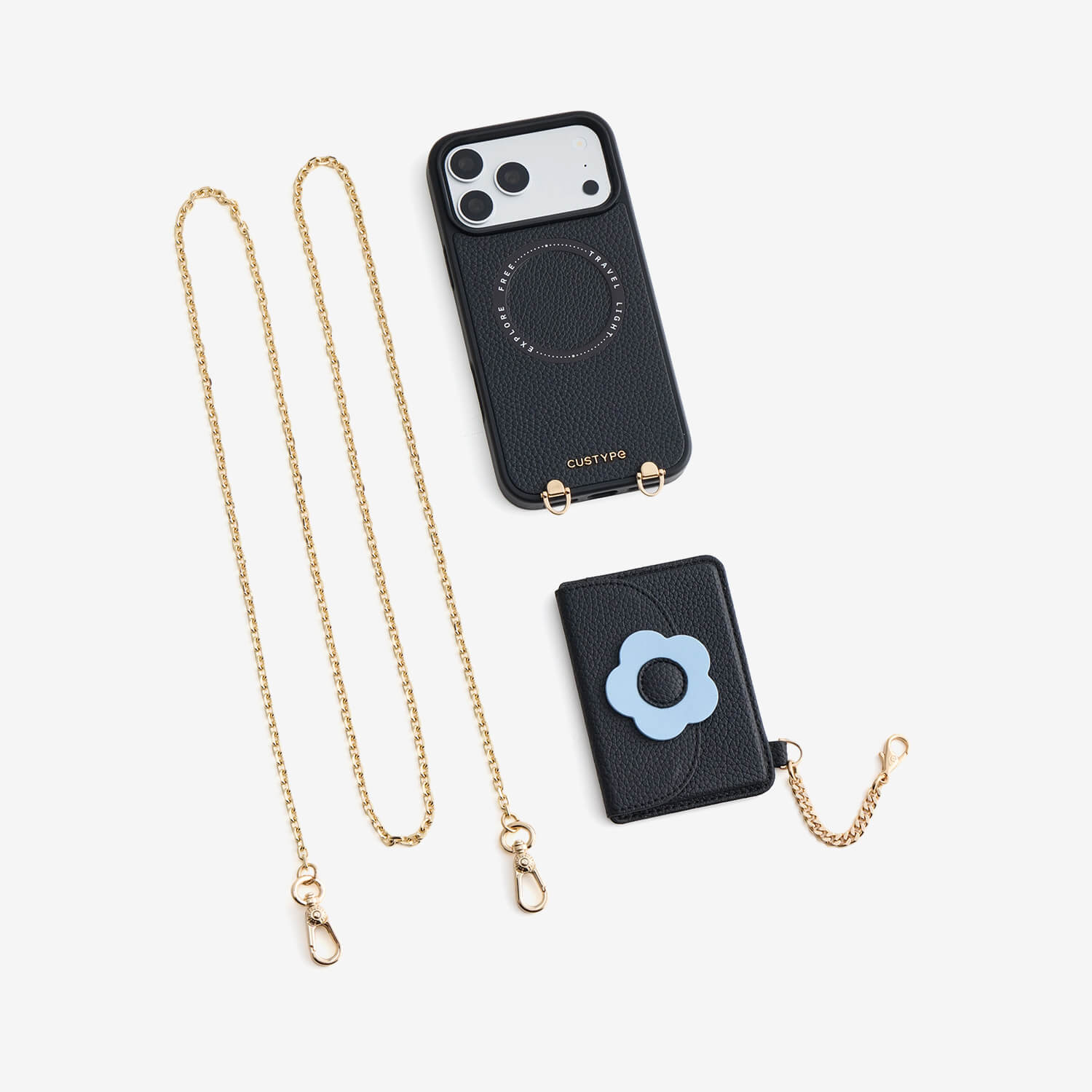 Delicate Metal Chain- Slim Wallet Phone Case with Crossbody Chain