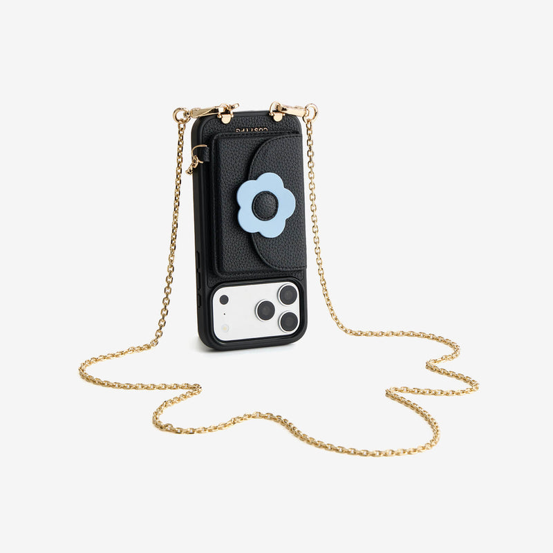Delicate Metal Chain- Slim Wallet Phone Case with Crossbody Chain