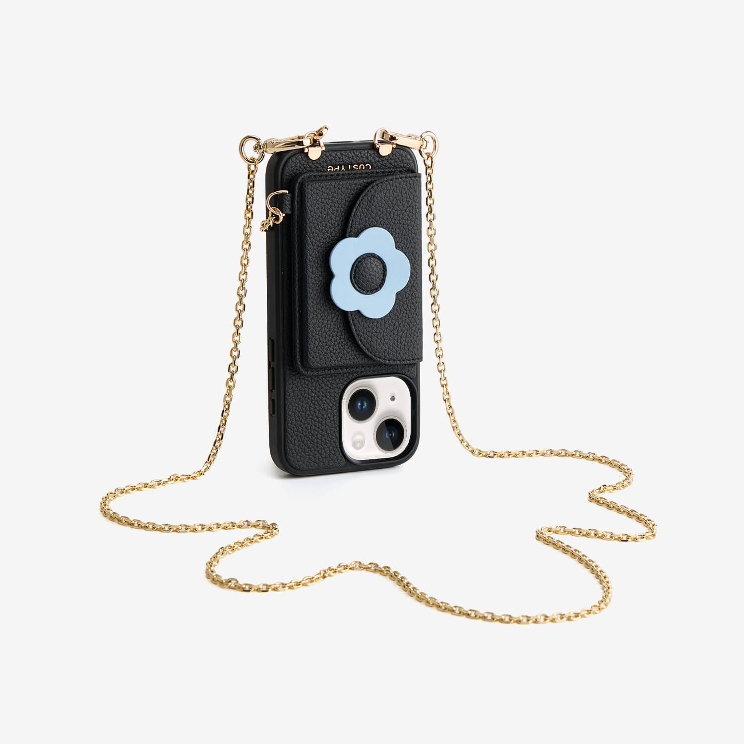 Delicate Metal Chain- Slim Wallet Phone Case with Crossbody Chain