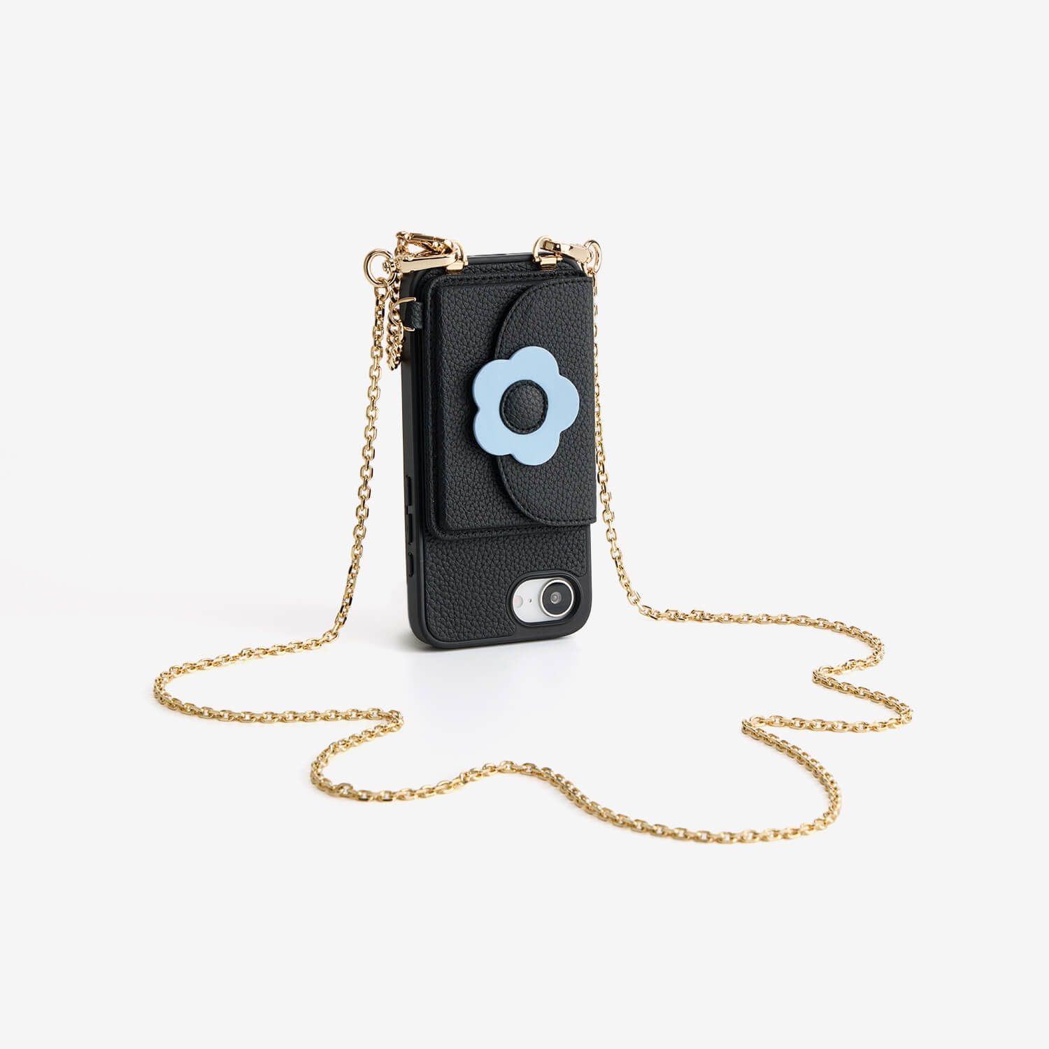 Delicate Metal Chain- Slim Wallet Phone Case with Crossbody Chain