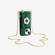 Delicate Metal Chain- Slim Wallet Phone Case with Crossbody Chain