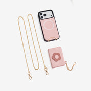 Aesthetic Light Pink iPhone 18 Pro phone case with wallet foor travel