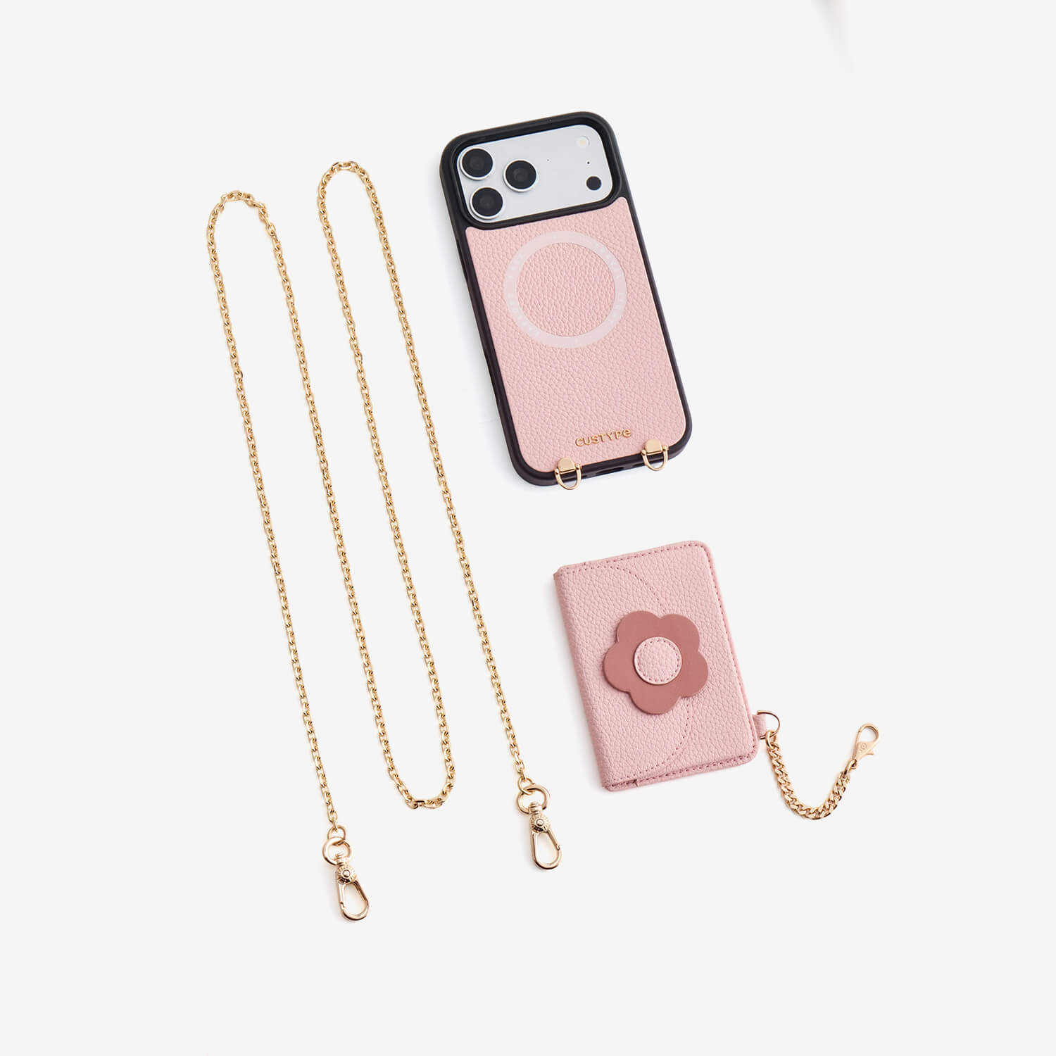 Delicate Metal Chain- Slim Wallet Phone Case with Crossbody Chain