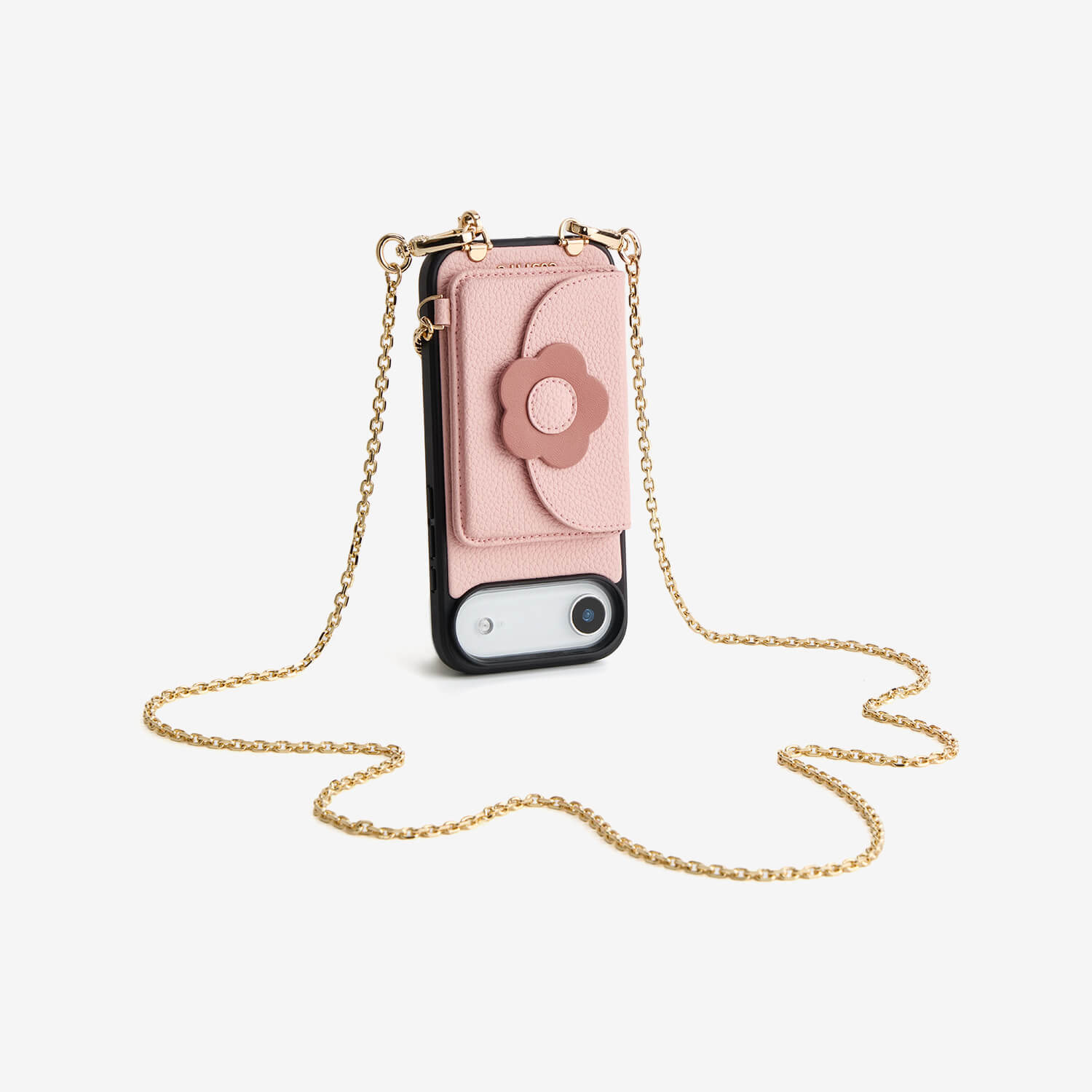 Delicate Metal Chain- Slim Wallet Phone Case with Crossbody Chain
